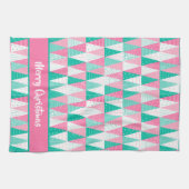 Rosa und Aquamarine Weihnachtsbäume Geschirrtuch (Horizontal)