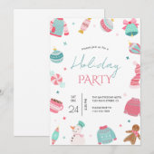 Rosa und Aquamarine Weihnachtseinladung Einladung (Vorne/Hinten)