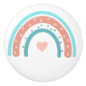 Rosa und Aquamariner Buchenbogen Keramikknauf (Vorderseite)