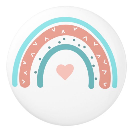 Rosa und Aquamariner Buchenbogen Keramikknauf (Vorderseite)