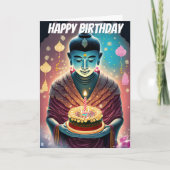 Rosa und Aquamariner Buddha Geburtstag Karte (Vorderseite)