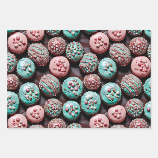 Rosa und Aquamariner Macaron Geschenkpapier Set (Vorderseite 3)