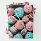 Rosa und Aquamariner Macaron Geschenkpapier Set (Beispiel)