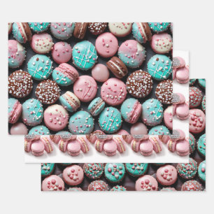 Rosa und Aquamariner Macaron Geschenkpapier Set