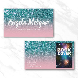 Rosa und Aquamariner Ombre Glitzer Foto Author Visitenkarte