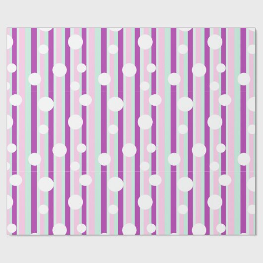 Rosa und Aquamariner Polka Dot Striping Geschenkst Geschenkpapier (Flach)