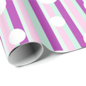 Rosa und Aquamariner Polka Dot Striping Geschenkst Geschenkpapier (Rolleneckpunkt)