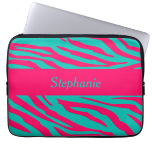 Rosa und Aquamariner Zebra-Personalisierter Laptop Laptopschutzhülle