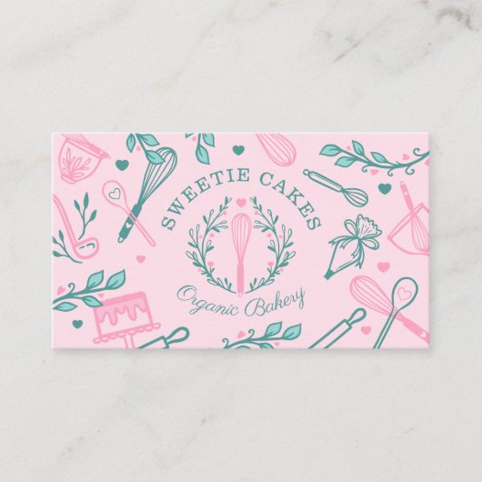 Rosa und Aquamarines Backen & Kochen Utensidische Visitenkarte (Vorderseite)