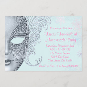 Rosa und Aquamarines Blue Winter Wonderland Party Einladung