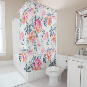 rosa und Aquamarines Blumenmuster Duschvorhang (Beispiel)