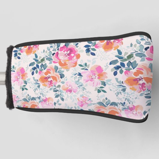 rosa und Aquamarines Blumenmuster Golf Headcover (Vorderseite)