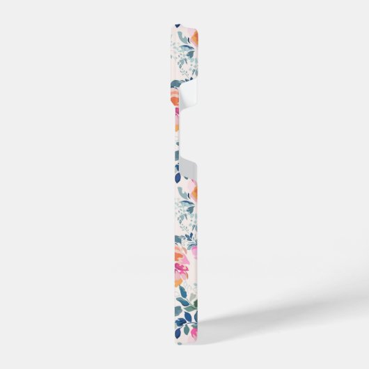 rosa und Aquamarines Blumenmuster iPhone Hülle (Linke Seite)