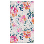 rosa und Aquamarines Blumenmuster Kleine Geschenktüte (Rückseite)