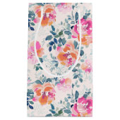 rosa und Aquamarines Blumenmuster Kleine Geschenktüte (Vorderseite)