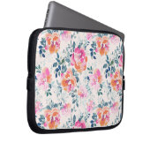 rosa und Aquamarines Blumenmuster Laptopschutzhülle (Vorne Rechts)