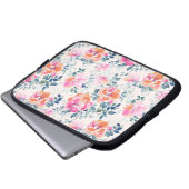 rosa und Aquamarines Blumenmuster Laptopschutzhülle (Vorne Knopf)