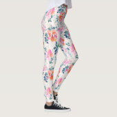 rosa und Aquamarines Blumenmuster Leggings (Rechts)