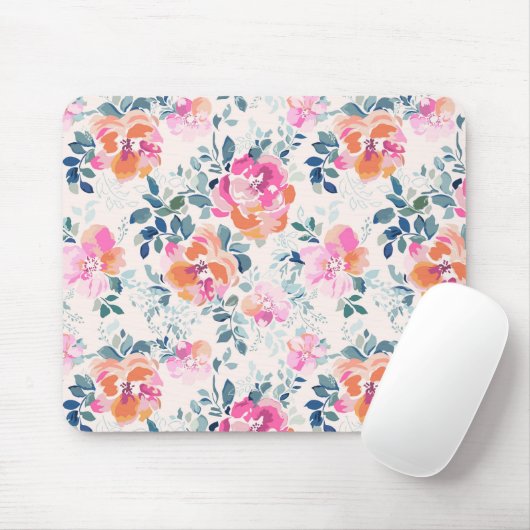 rosa und Aquamarines Blumenmuster Mousepad (Mit Mouse)