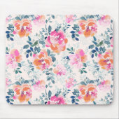 rosa und Aquamarines Blumenmuster Mousepad (Vorne)