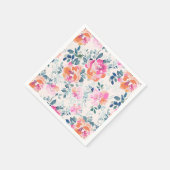 rosa und Aquamarines Blumenmuster Serviette (Ecke)