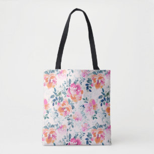 rosa und Aquamarines Blumenmuster Tasche