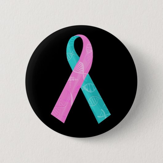 Rosa und aquamarines BRCA DNA-Band Button (Vorderseite)