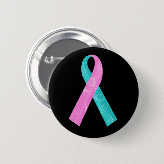 Rosa und aquamarines BRCA DNA-Band Button (Vorne & Hinten)