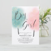 Rosa und Aquamarines Cotton Candy-Geschlecht Einladung (Stehend Vorderseite)