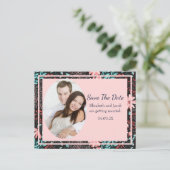 Rosa und Aquamarines dunkles Foto Save the Date Postkarte (Stehend Vorderseite)