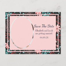 Rosa und Aquamarines dunkles Foto Save the Date Postkarte