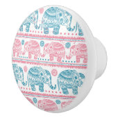 Rosa und aquamarines ethnisches Elefant-Muster Keramikknauf (Rechts)