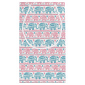 Rosa und aquamarines ethnisches Elefant-Muster Kleine Geschenktüte (Rückseite)