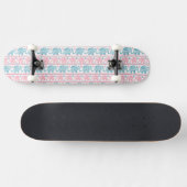 Rosa und aquamarines ethnisches Elefant-Muster Skateboard (Horizontal)