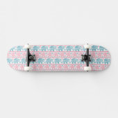 Rosa und aquamarines ethnisches Elefant-Muster Skateboard (Horizontal)