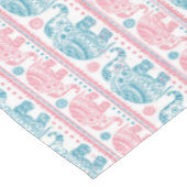 Rosa und aquamarines ethnisches Elefant-Muster Tischdecke (Schrägansicht)