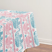 Rosa und aquamarines ethnisches Elefant-Muster Tischdecke (Beispiel)
