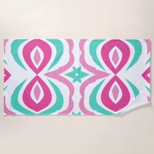 Rosa und Aquamarines Muster Strandtuch (Vorderseite)