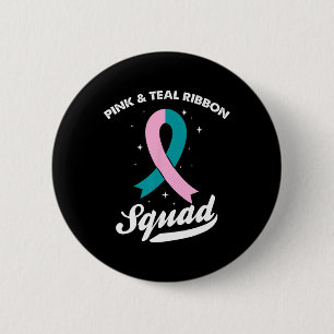 Rosa und Aquamarines Ribbon-Quadrat Ovarielle Brus Button
