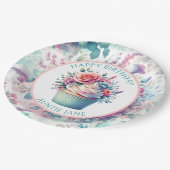 Rosa und Aquamarines Shabby Chic Party Pappteller (Schrägansicht)