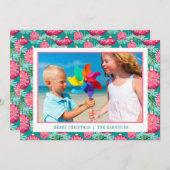 Rosa und Aquamarines Weihnachtsgeschmack Foto Feiertagskarte (Vorne/Hinten)