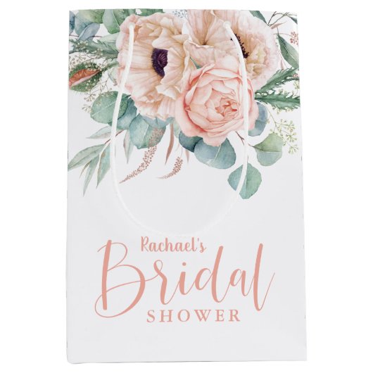 Rosa und Beige Brautparty Mittlere Geschenktüte (Vorderseite)