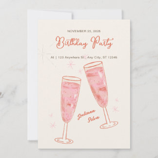 Rosa und Beige Einfaches kreatives Glück zum Gebur Einladung