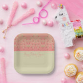 Rosa und Beige florale Akzentuierung Platz Pappteller (Party)