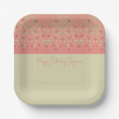 Rosa und Beige florale Akzentuierung Platz Pappteller (Vorderseite)