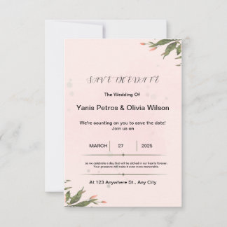 Rosa und beige florale Save-the-Date-Hochzeits-Ein Einladung