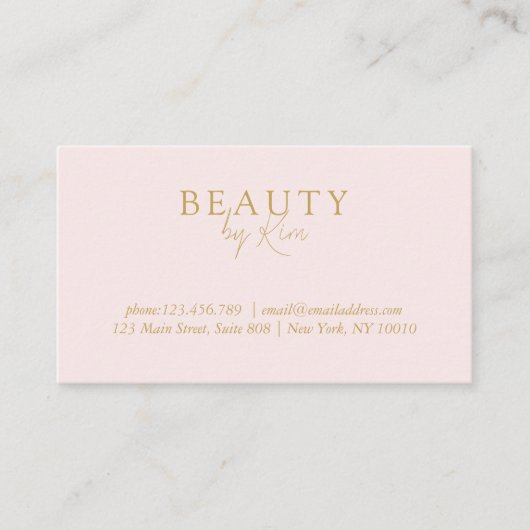 Rosa und Beige-Gold Minimal Elegant, Salon QR Code Visitenkarte (Vorderseite)