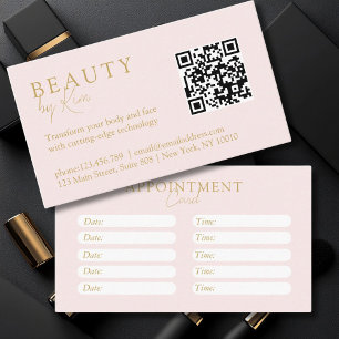 Rosa und Beige-Gold, Minimal, elegant, Salon Terminkarte