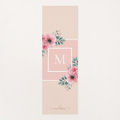 Rosa und Beige | Monogramm der Aquarellfarben-Blum Yogamatte (Vorderseite)