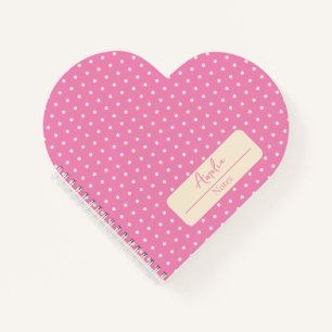 Rosa und beige Polka-Dosen-Herz Notizblock